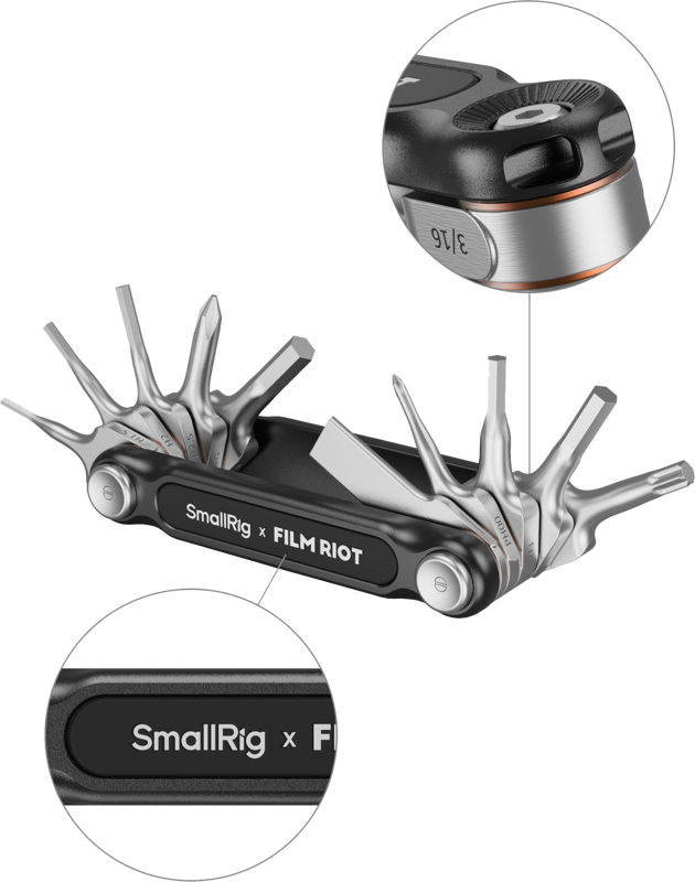 SMALLRIG 4375 x FILM RIOT 10-in-1 Folding Wrench Set with Multiple Angle Positioning Black