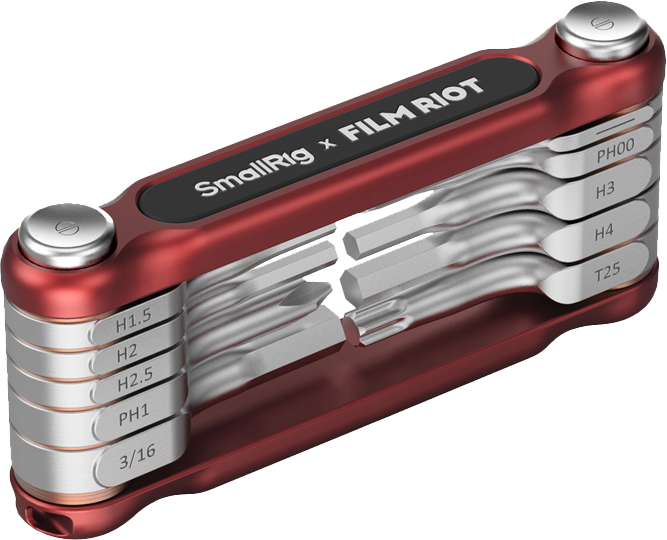 SMALLRIG 4813 x FILM RIOT 10-in-1 Folding Wrench Set with Multiple Angle Positioning Red