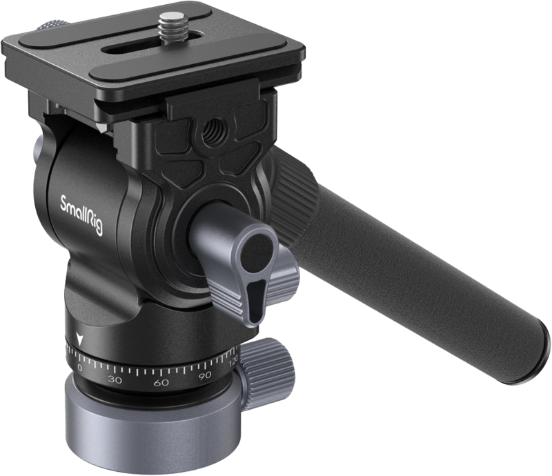 A compact and portable fluid head designed for videoshooting. It features an integrated bowl base that enables 10 / -10 ° adjustment for quick leveling