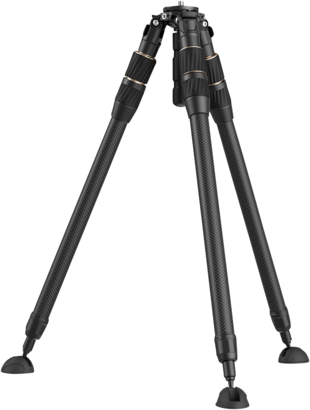 A carbon fiber tripod designed for professional outdoor videography. The legs feature a FreeSpeed-Twist quick-tightening design