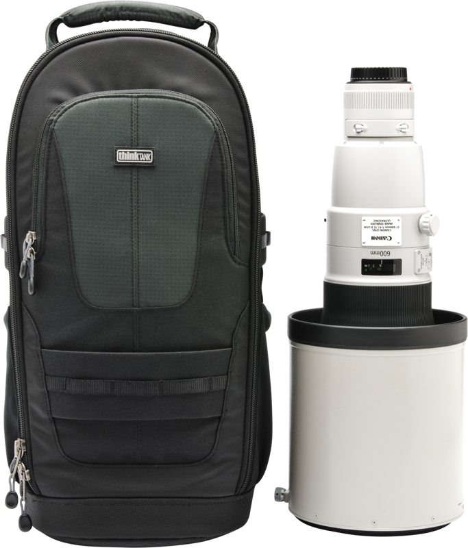 Narrow light weight backpack specifically for long lenses up to an 600mm f/4 or regular DSLR gear