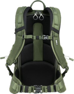 allows you to access your gear without taking off the backpack.You can change lenses or just snap a quick photo by simply by spinning the bag to the front of your body while the waist belt is still secured.