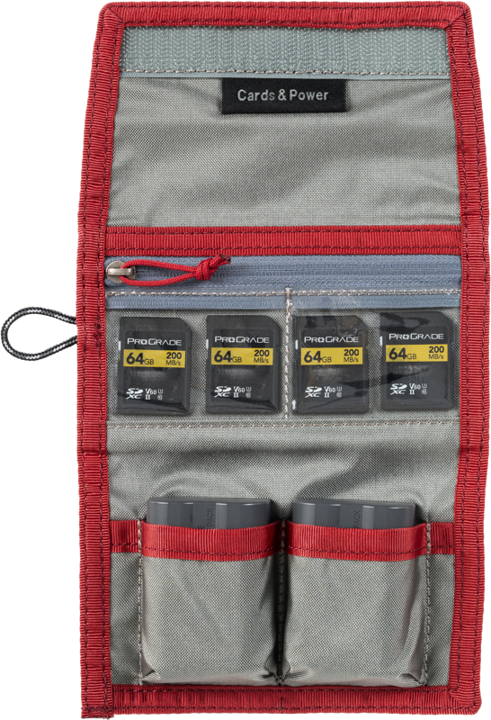 THINK TANK Cards & Power Wallet (holds 2 CF/CFexpre or 4 SD/micro SD & 2 Batteries) Chili Pepper Red