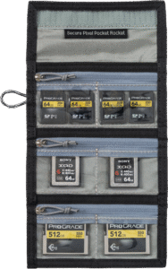 THINK TANK Secure Pocket Rocket (Wallet with Strap: holds 9 SD/CFexpress/Micro) Slate Black