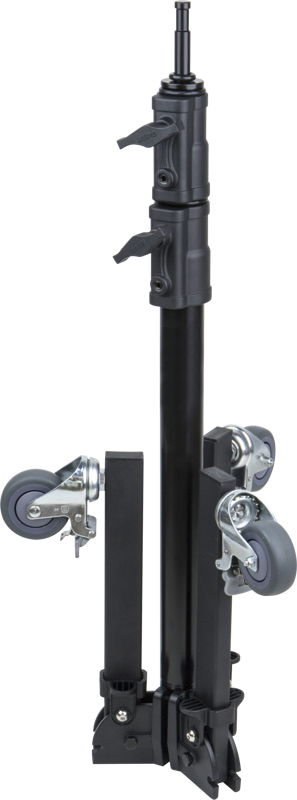 this monitor stand is also ideal for supporting lights and camera sliders. The height-adjustable screen placement allows for ergonomic viewing from seat height to standing eye-level.