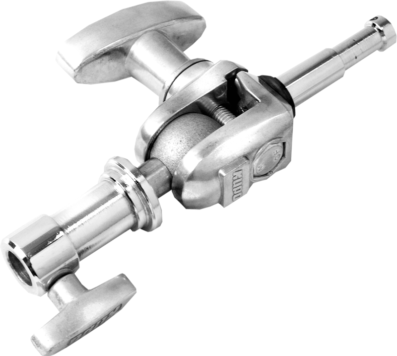 The EZ Grip Finger has a 5/8" (16mm) socket inside or 1 1/8" (28mm) outside. It is attached to a ball joint so it pivots from -45°to 90°while the collar rotates 360° incorporates a 5/8” pin. hold a small lighting fixture.