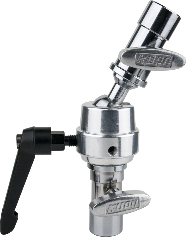Easily convert a fixed 5/8" baby pin or 1 1/8" junior receiver to a baby receiver. Ratcheted handle provides all-axis locking and locking of the Super Grip Double Baby Receiver.