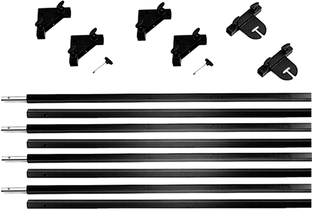 The Kupo 8ft x 8ft Butterfly Frame is made of heavy-duty 30mm square section aluminum tubes which can be easily locked together and disassembled for storage and transportation.