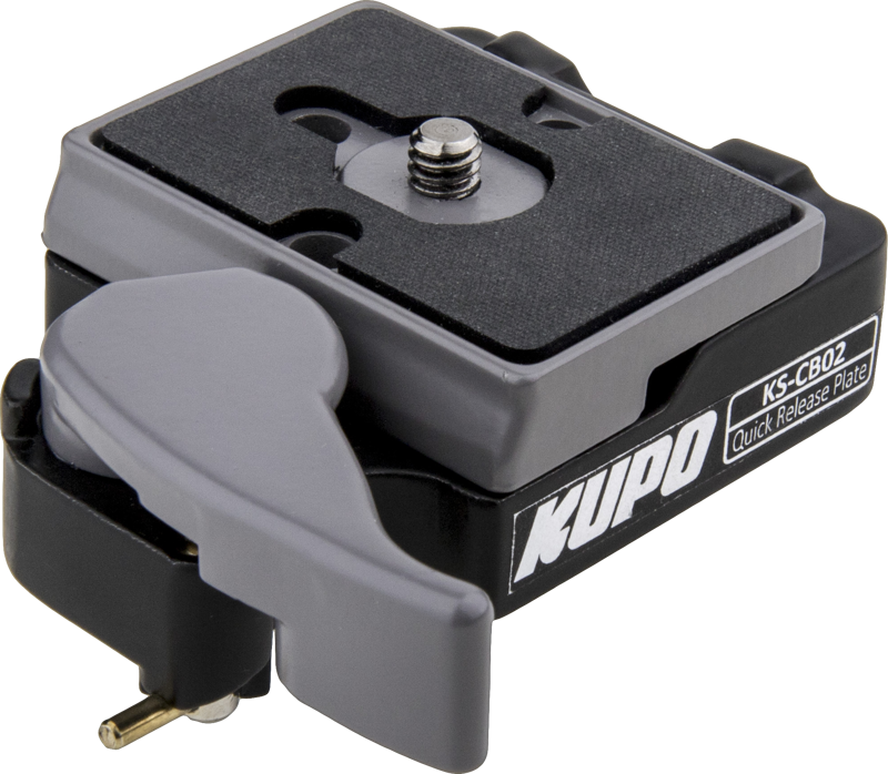 The Kupo Quick Release Camera Plate is easy to set up and offers the ability to quickly move from a tripod to hand held photography. A secondary safety lock prevent the quick release plate from inadvertently opening.