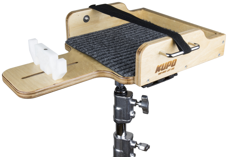 the Kupo camera cradle allows you to convert your stand or tripod into a camera docking cradle during set lighting