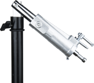 as the angle of the boom arm is changed.