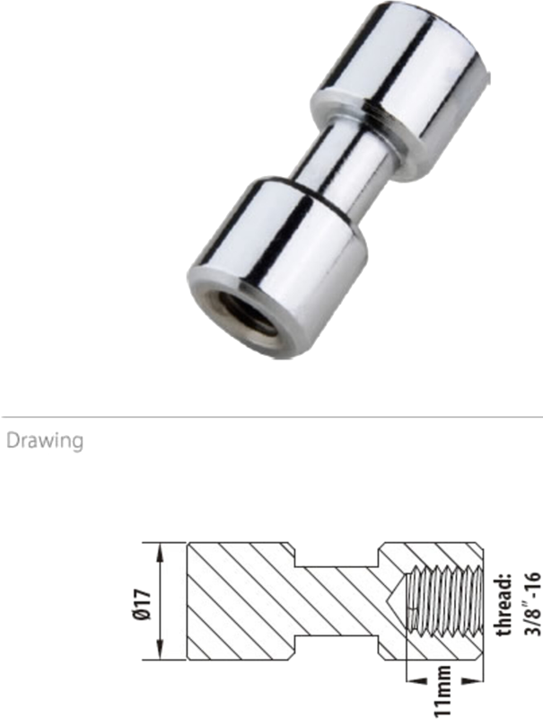 KUPO KS-013FS 17mm Spigot, Chrome-Plated 3/8" Female Threaded