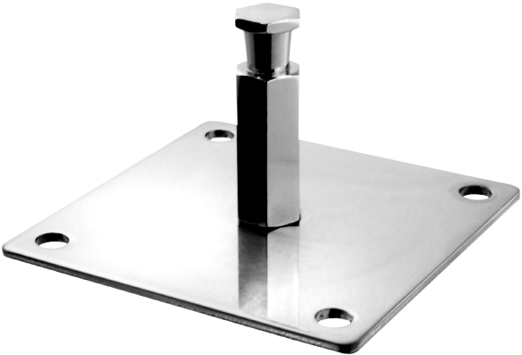10 x 10cm palte welded with a 5/8” hex stud for fitting into Convi clamps.