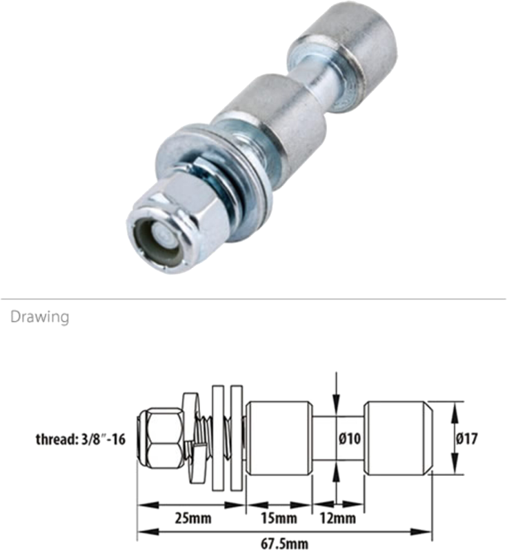 KUPO KS-013 Dia. 17M Spigot w/ Washer And Lock Nut For C-05 Family