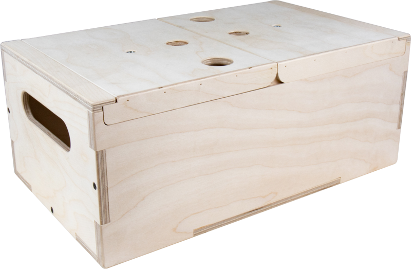 A solid tooling box that can be used as a standard Apple Box and a Tooling box for your storage needs.