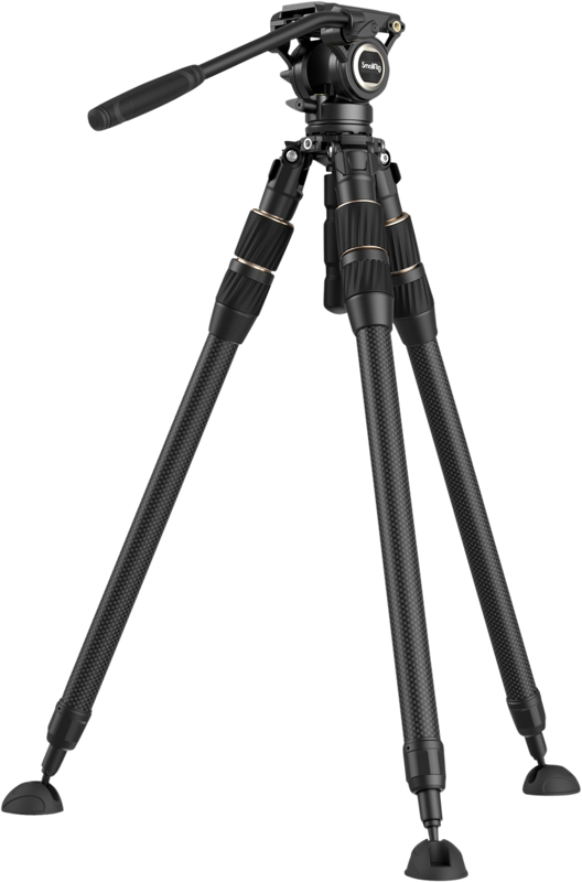 A carbon fiber tripod designed for professional outdoor videography. The legs feature a FreeSpeed-Twist quick-tightening design