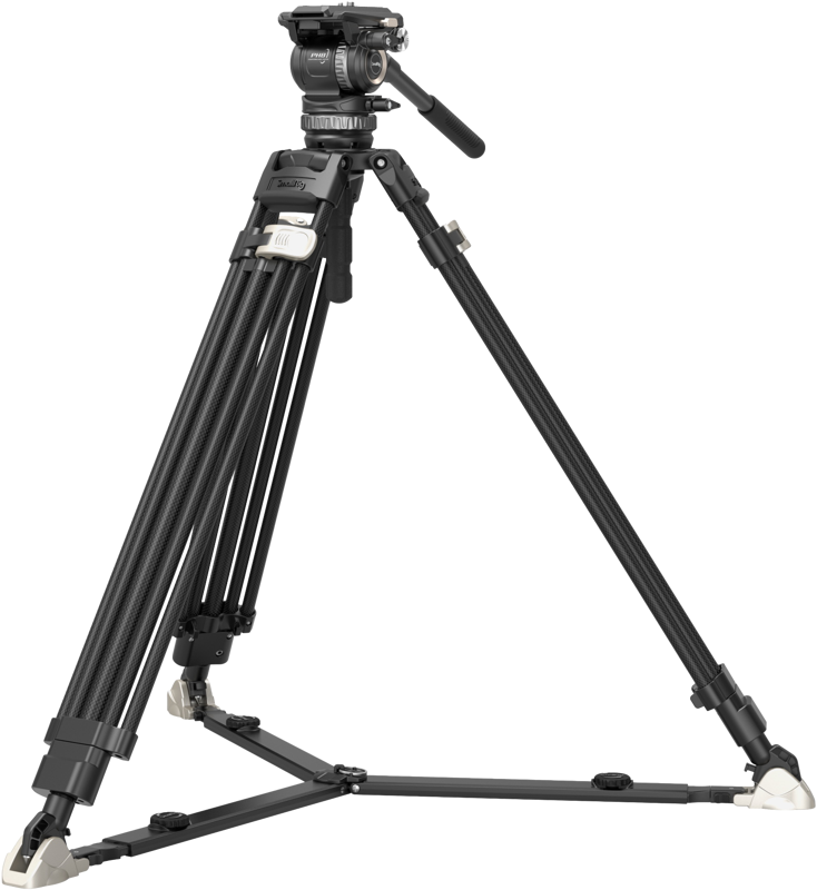 A professional video tripod kit including a Carbon Tripod with FreeSpeed technology which allows smooth leg extension with one-touch leg adjustment