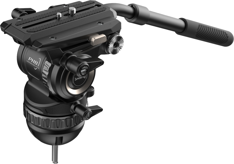 A professional fluid head to facilitate video shooting. The fluid head features an adjustable 6-step counterbalance system. The fluid head PH8 adopts a new Touch-and-Go quick-release mount plate design which does not require alignment and is more efficient than traditional slide-in plates