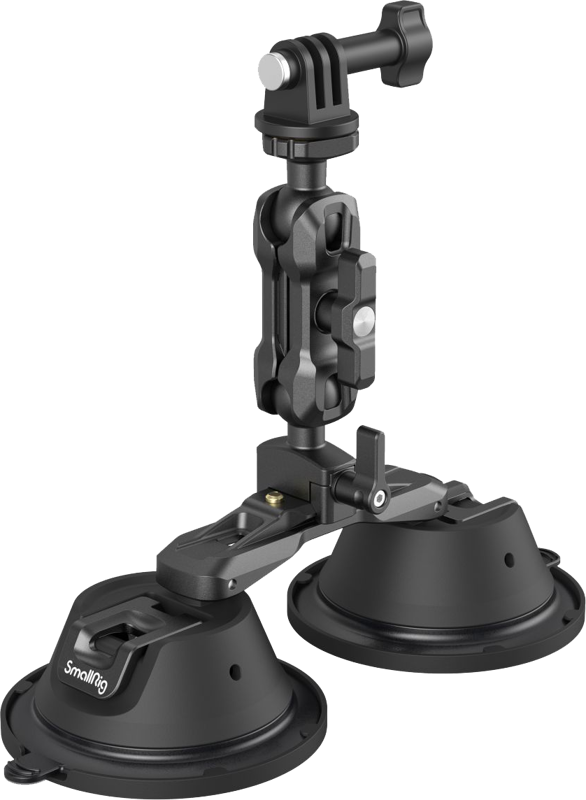 Provides solutions to action camera and mobile phone photography with using a car or other glass-mounted places. Exclusive double-layer suction cup provides long-lasting and stable adsorption to keep the equipment safe