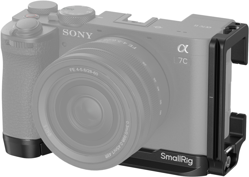 Enables a quick switch between horizontal and vertical shots while improving grip experience. Arca compatible baseplate and side plates come with a lens center mark