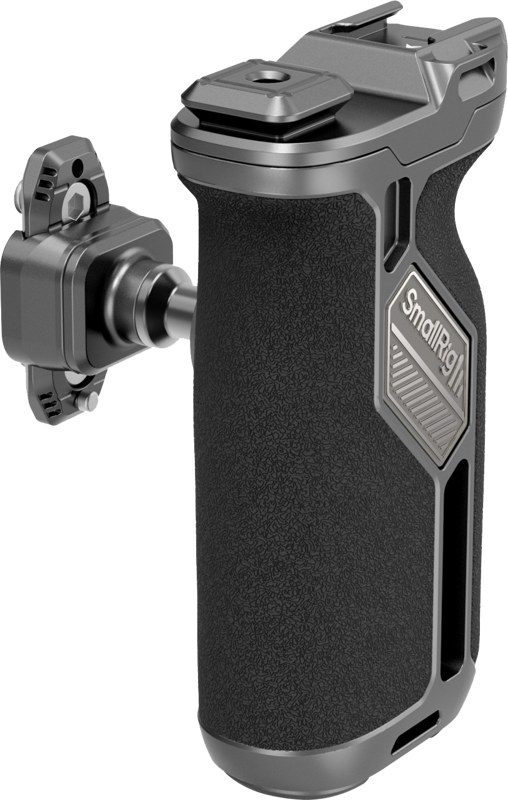 Designed to enhance stability for handheld dynamic filming. Its universal design seamlessly integrates with standard NATO rails. The handle features an exclusive quick-release slider with a patented self-locking system