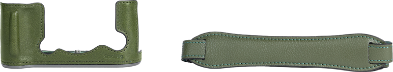 Designed to protect the camera while enhancing its vintage charm and quality. The kit includes a leather half-case and a shoulder strap.