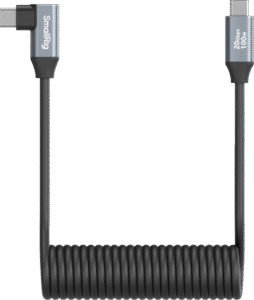 SMALLRIG 4792 USB-C Straight to USB-C Angled Coiled Data Cable