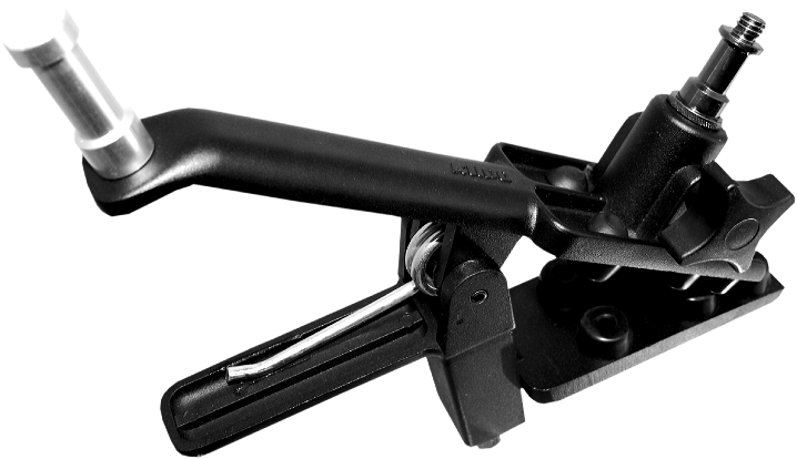 A quick mounting and multi-purpose clamp which will grip on flat or round surfaces.