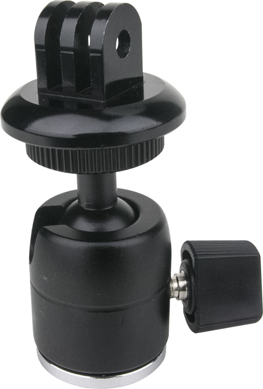 Kupo Gopro tripod mount w/ ball head adapter is great for attaching to clamps. It provides extra positioning options when attaching GoPro action cams to poles handlebars or other hard to mount places. Works great with the Kupo Super Claw.