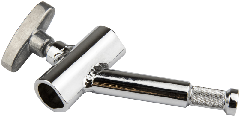 A 5/8’’ baby receiver welded with a 3’’ long baby pin at an angle. It is designed for eliminating barn door interference when positioning a lighting fixture or making it effortless to angle down a beauty dish.