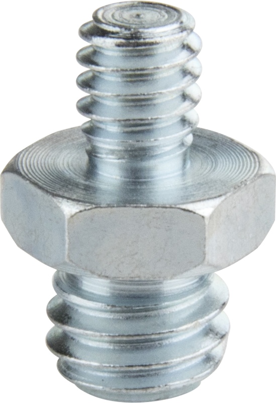 This is a small adapter that converts a 3/8"-16 female thread into a 1/4"-20 male thread.