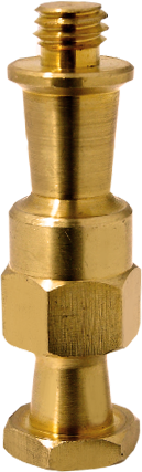 This is a stud with a hexagonal adapter on one side to be mounted into a Convi or Super Viser Clamp and a round Baby 5/8" (16m) adapter on the other with a 3/8"-16 male thread. It is made from brass.