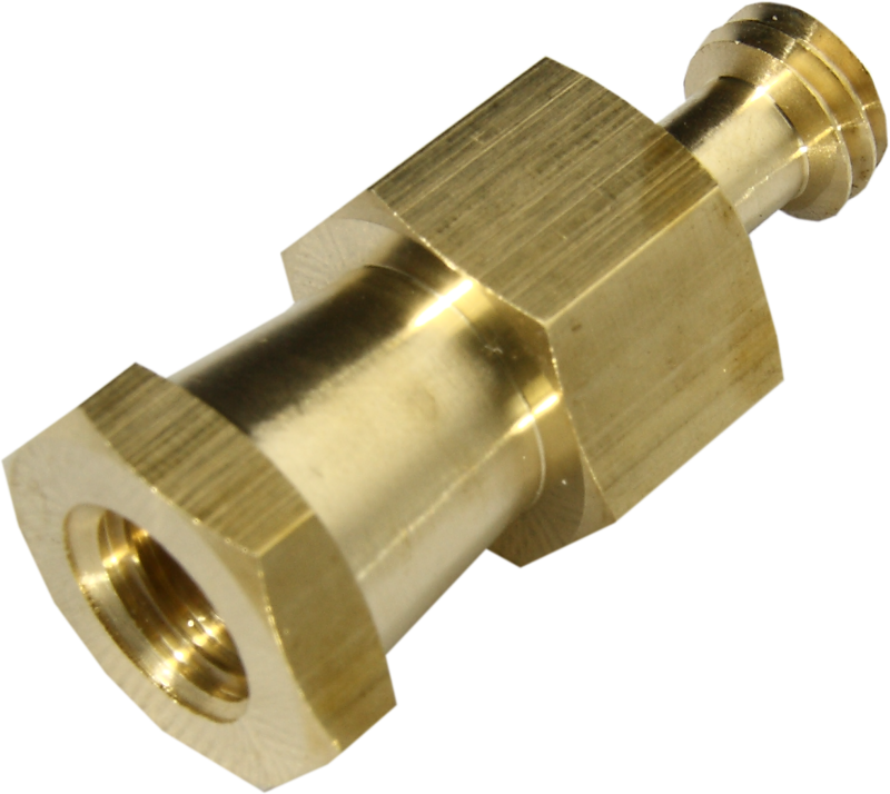 The Hex Adapter is made of solid brass with 5/8"’’ hex adapter with 3/8’’-16 female thread and 1/4’’-20 male thread. The hex-end design prevents unexpected rotation.