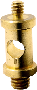 This round solid brass Baby 5/8" (16mm) stud has a 3/8"-16 male thread on one side