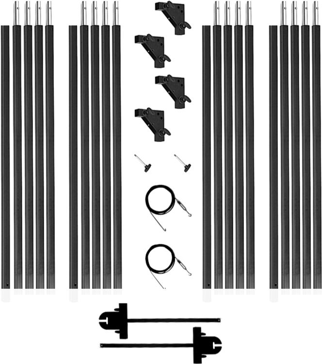 The Kupo 20ft x 20ft Butterfly Frame is made of heavy-duty 30mm square section aluminum tubes which can be easily locked together and disassembled for storage and transportation.