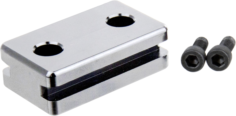 An anodized aluminum plate designed for the Convi Clamp with two M5 sets screws.