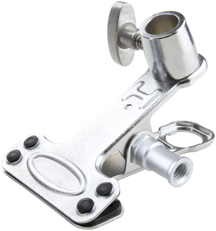 The Mini-Alli Clamp is an all-purpose steel spring clamp with a baby 5/8" (16mm) receiver to accept any baby 5/8" (16mm) stud. The compact clamp opens from 0.2" -1.4" (5-35mm). This is the perfect accessory to hold a fill card or flag. It has a silver finish.