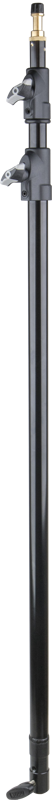 3-section black aluminum pole allows extending from 89cm to 230cm and can be locked with the die-casting wing locking knob. Also may be used as a hand held light or microphone boom.