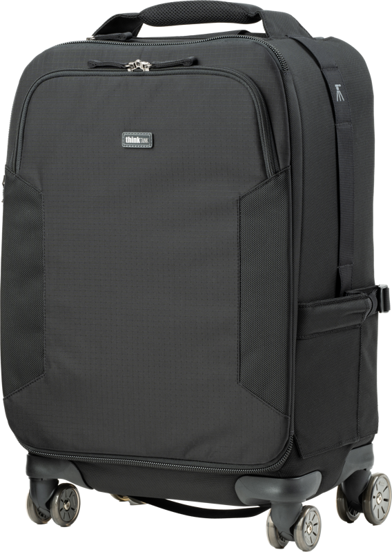 The New Airport Roller Derby is an 8-wheel camera case that’s easy to maneuver in tight spaces and requires minimal effort to push or pull. Designed to accommodate two camera bodies with lenses up to 400mm f/2.8 (unattached)