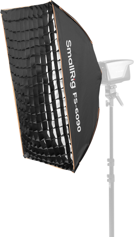 A 60 x 90cm strip softbox featuring a universal Bowens mount. It is compatible with the SmallRig RC 220 Pro series and other Bowens-mount light sources on the market. The quick release umbrella structure allows for effortless one-step installation and disassembly