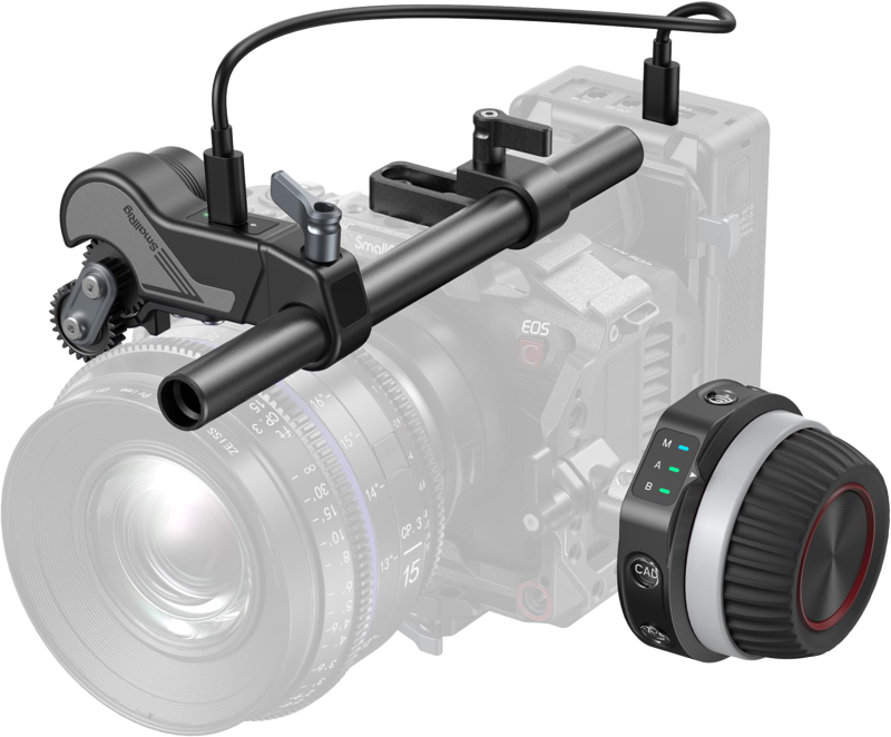 Designed to provide a precise and low-latency focusing experience for video shooting. The kit features red and blue light indicators to indicate connection status and channels