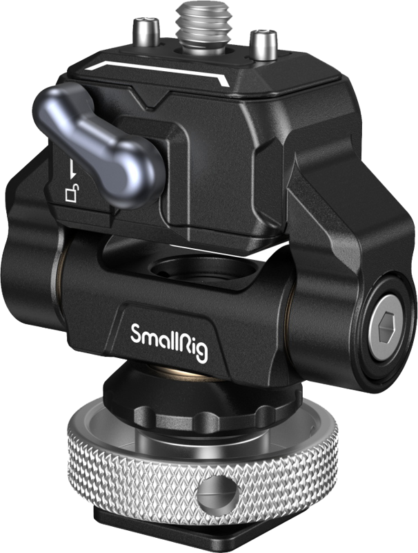 Locks into place via a cold shoe at one end and attaches to a monitor via a unique SmallRig quick release plate at the other end