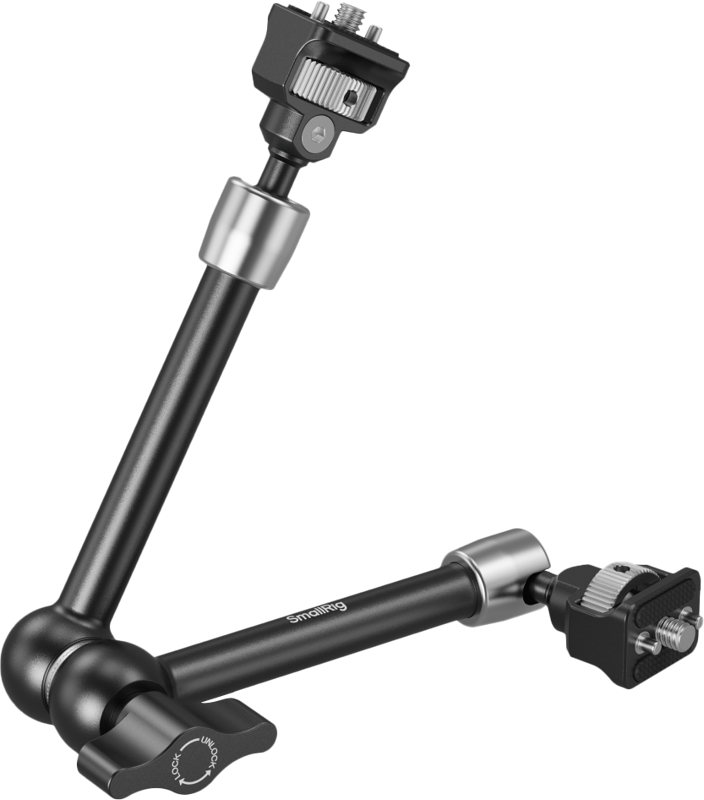 It features dual 1/4"-20 screws and retractable pins on both ends