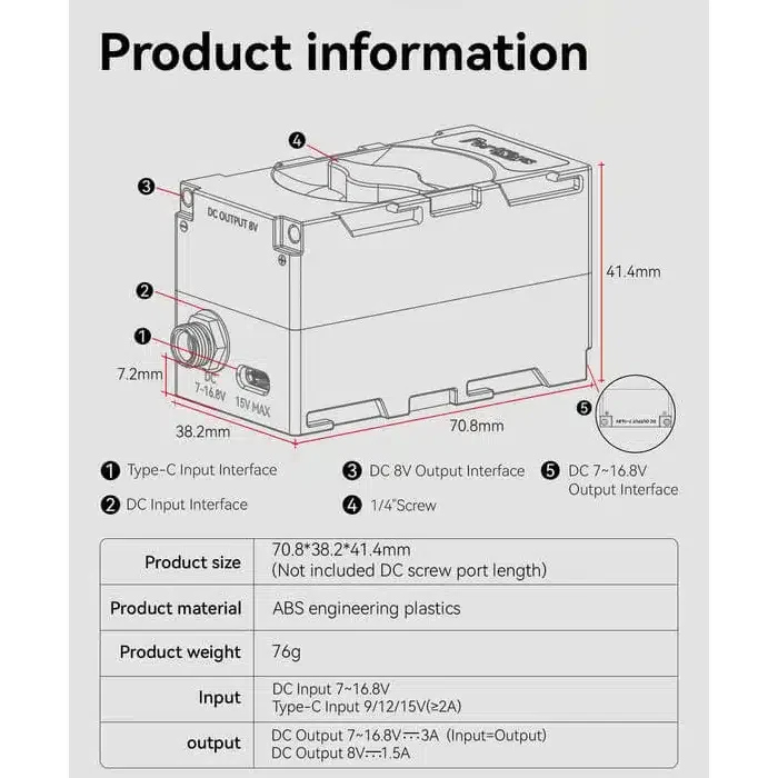 PORTKEYS BD1 dual NP-F power adapter