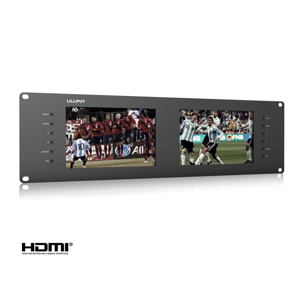 7" LILLIPUT RM-7028/S rackmount dual monitor system, 3G-SDI, HDMI
