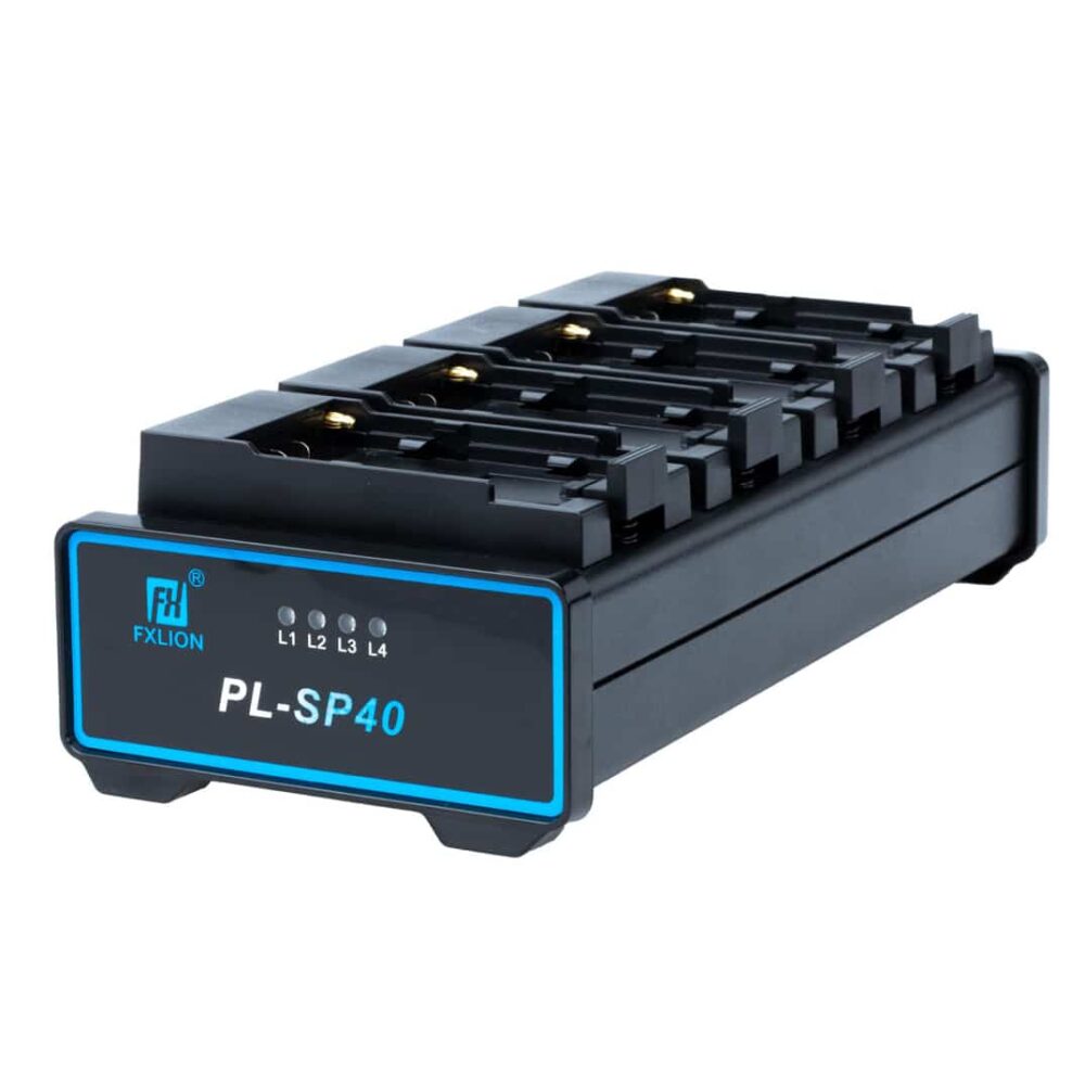 FXLION 4 channel charger for Sony NP-F & Panasonic D54 batteries
