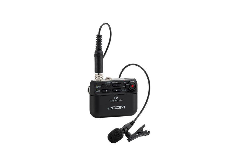 ZOOM F2 field recorder and lavalier mic