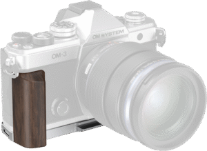 SMALLRIG 5563 L-Shaped Mount Plate with Wooden Handle for OM SYSTEM OM-3