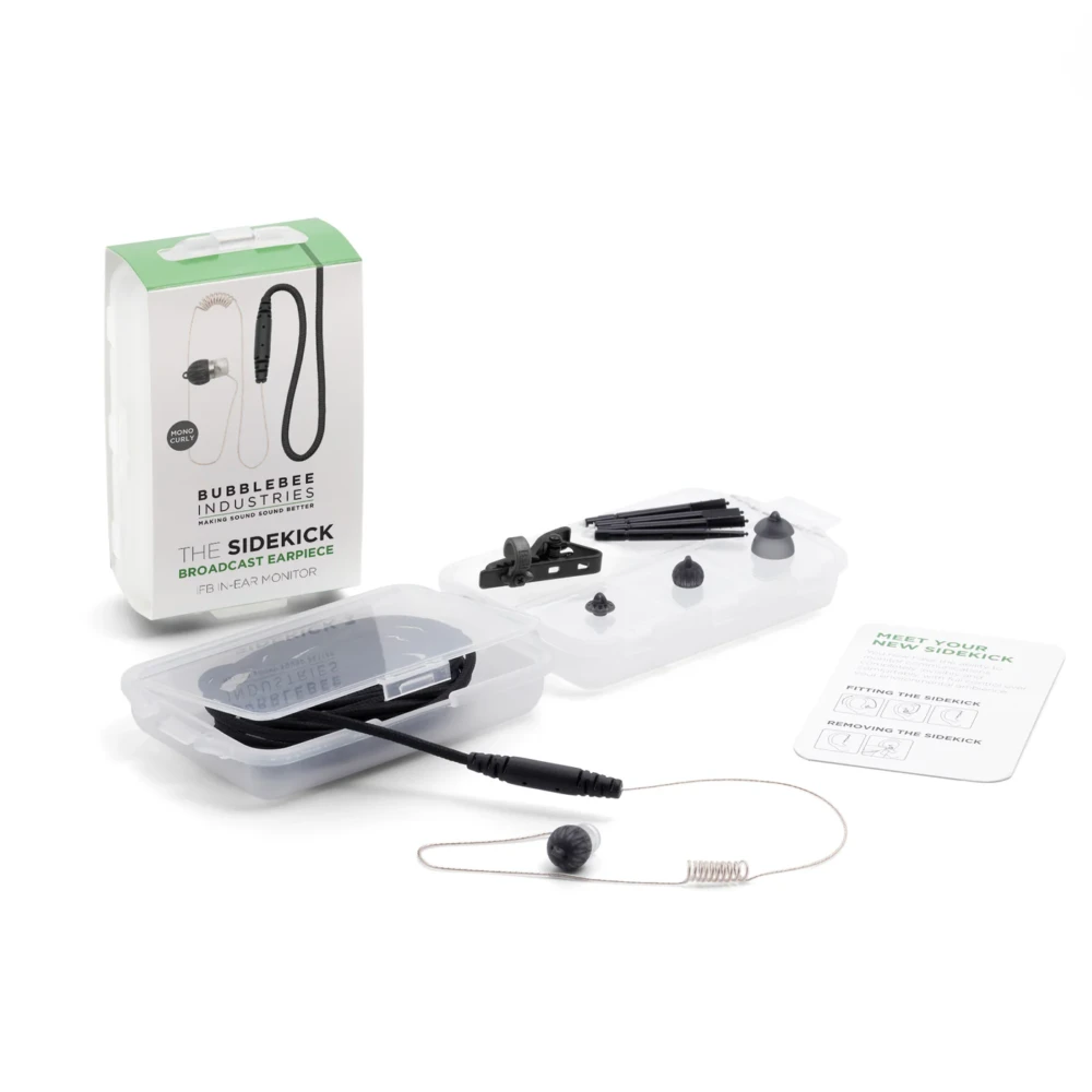 BUBBLEBEE Sidekick Broadcast Earpiece IFB In-Ear Monitor, Mono, Curly