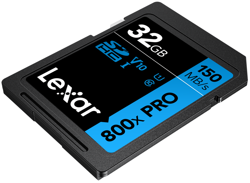 the 32GB High-Performance 800x PRO UHS-I SDHC Memory Card (BLUE Series) from Lexar features a storage capacity of 32GB and takes advantage of the UHS-I bus to let you quickly capture and transfer Full HD and 3D video as well as raw and JPEG captures.